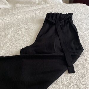 Black palazzo pants with paper bag waist